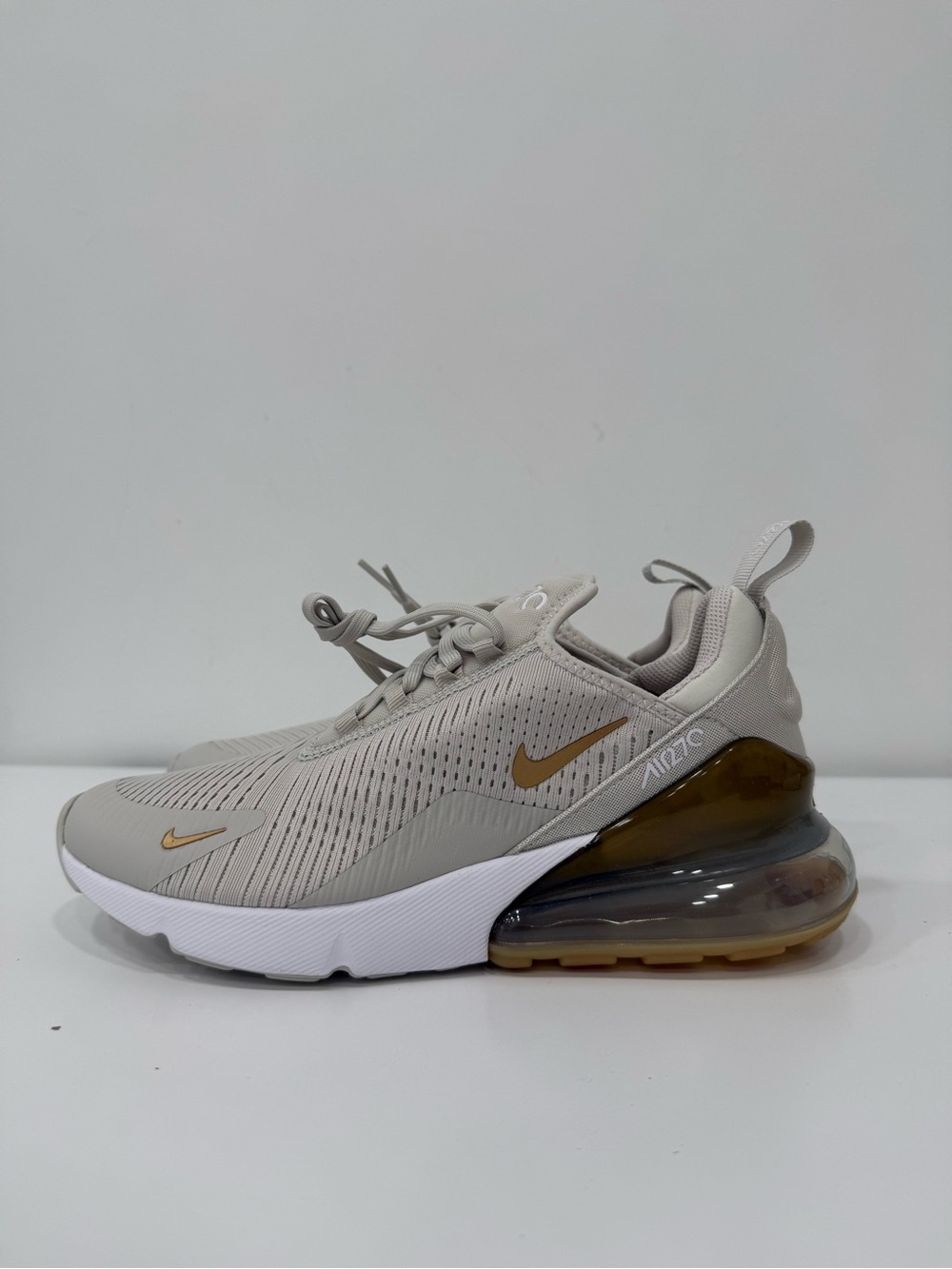 Nike Women's Air Max 270 Sneakers in Beige and Olive - Picture 3 of 6